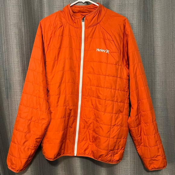 ORANGE Hurley Men’s Outer Edge Down Jacket Size Large, down jacket, puff coat - Picture 2 of 8
